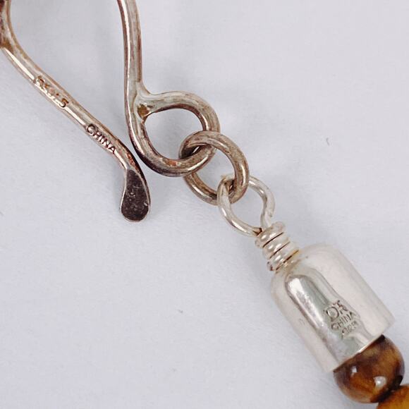 Signed Jay King DTR Sterling Silver Tiger Eye Graduated Gemstone Necklace 22 VTG - Picture 11 of 11